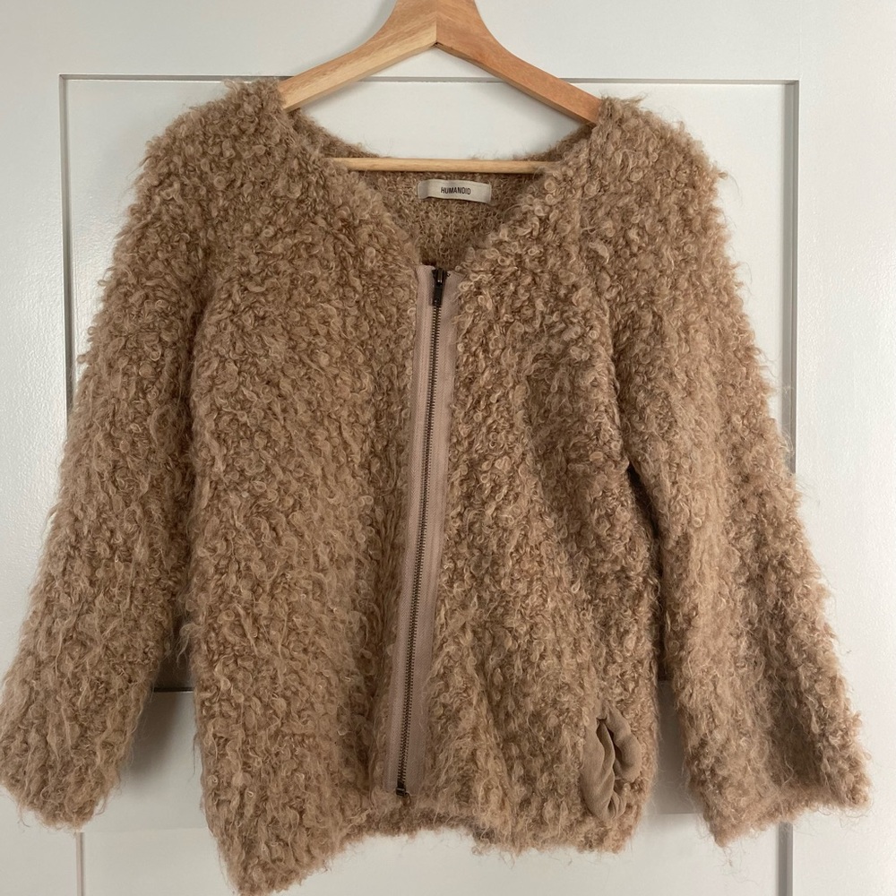 Mohair alpaca zip jacket, size xs.